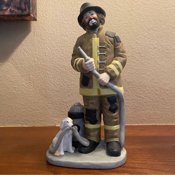 Emmett Kelly Jr Collection Flambro Fire Fighter Fireman Clown with Dog Figurine - Picture 2 of 16